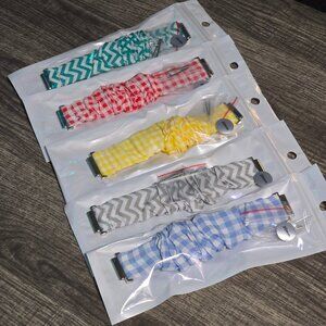 5 Pack Bundle -Pattern 20mm Scrunchie Watchband for Samsung and Smart Watch Lot
